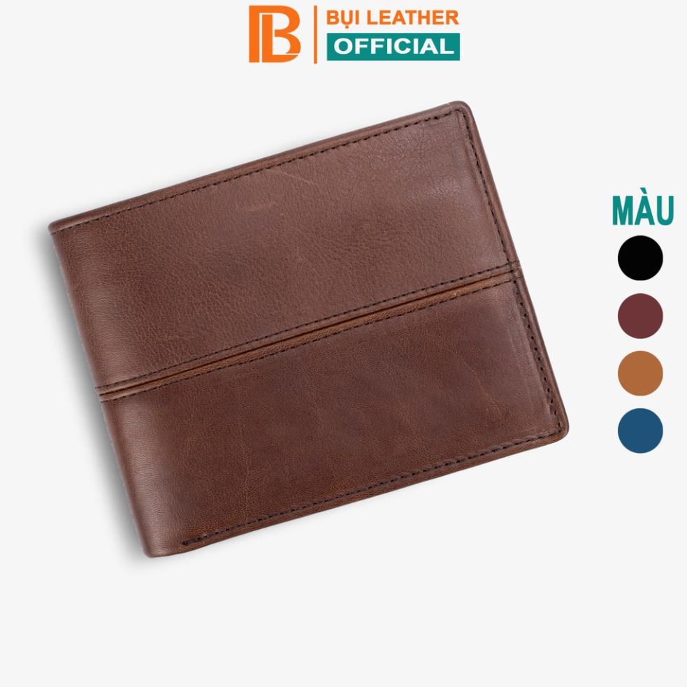 Ví nam da bò V105 cao cấp Bụi Leather da thật chỉ kẻ ngang, full hộp làm quà tặng bảo hành 24 tháng ®️