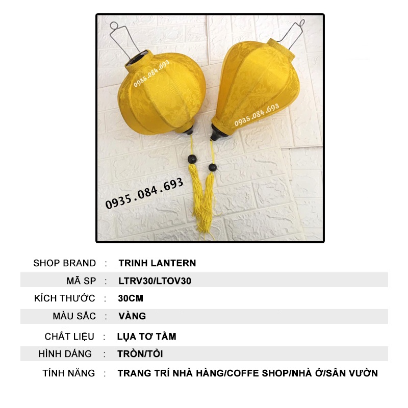 Đèn lồng vải Hội An 30cm trang trí treo ngoài trời chống nước TLLTT30
