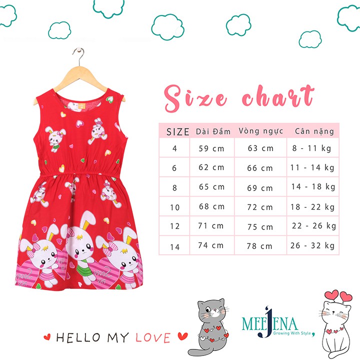 Đầm Bé Gái Tole Siêu Mát Cho Bé 8-32 kg MEEJENA - 1034