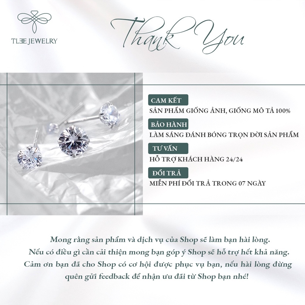 Khuyên tai bạc TLEE nụ đá lấp lánh cao cấp NCJ 1 đôi B0206