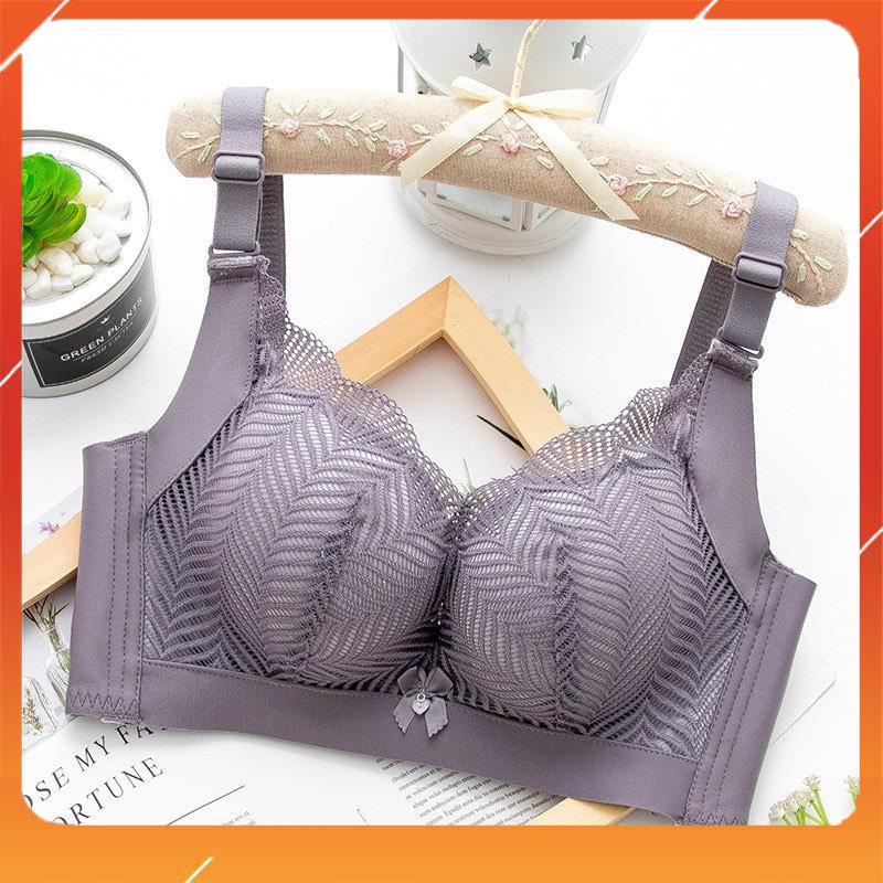 Áo lót nữ cao cấp siêu mềm không gọng nâng ngực quai áo bản to đệm mút 3cm phối ren tiểu thư A19085