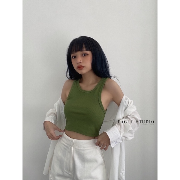 Áo ba lỗ nữ trơn dáng croptop chất thun gân Mỹ ( Basic TankTop)