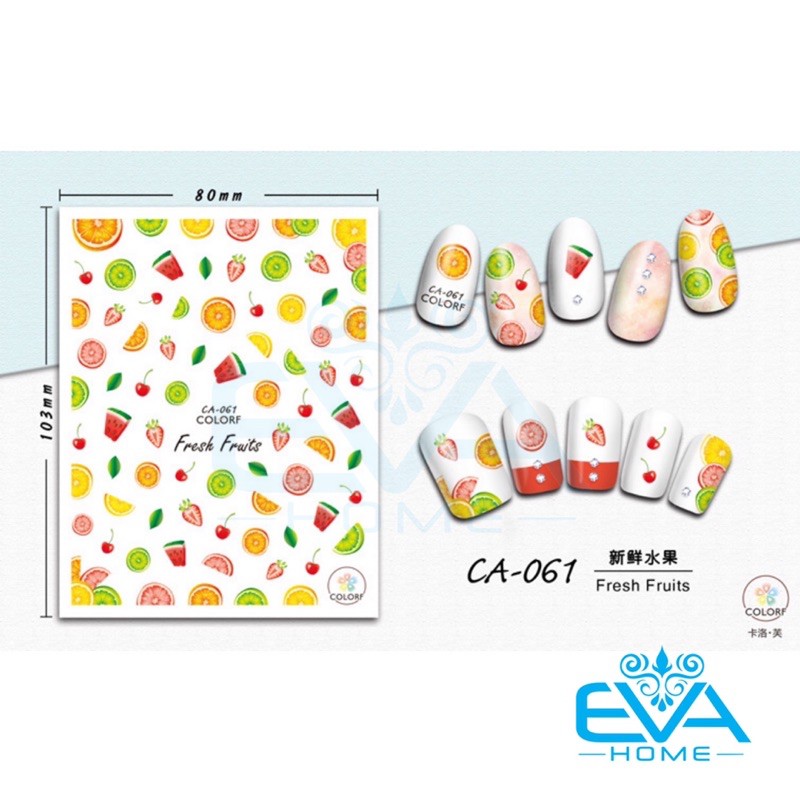 Decal Dán Móng Tay 3D Nail Sticker Hoạ Tiết Chủ Đề Trái Cây Fresh Fruits CA060  - CA063