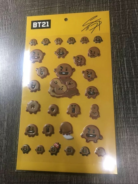 Sticker 3D NỔI BT21 Tata Cooky Shooky Mang Koya Chimmy RJ VAN