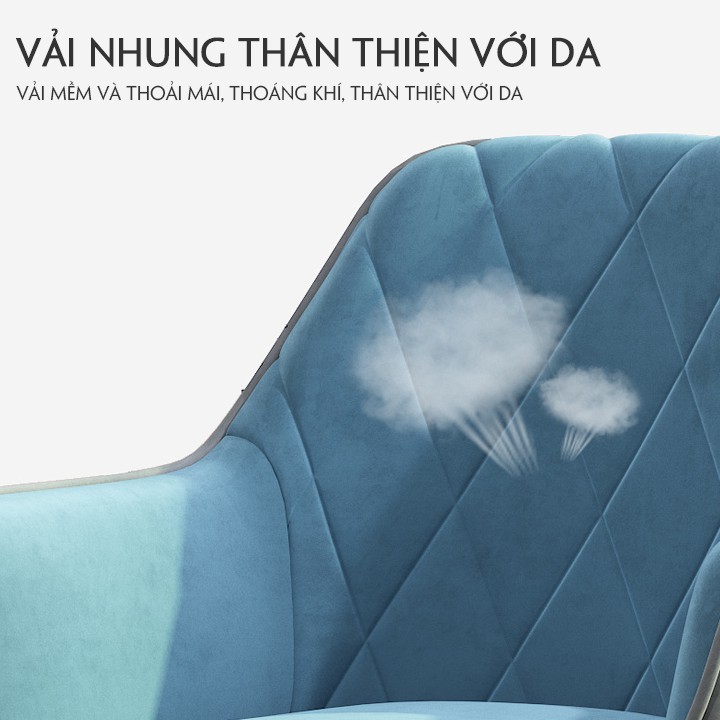 Ghế Xoay Văn Phòng Phong Cách Bắc Âu Xoay 360 Bọc Nhung M417