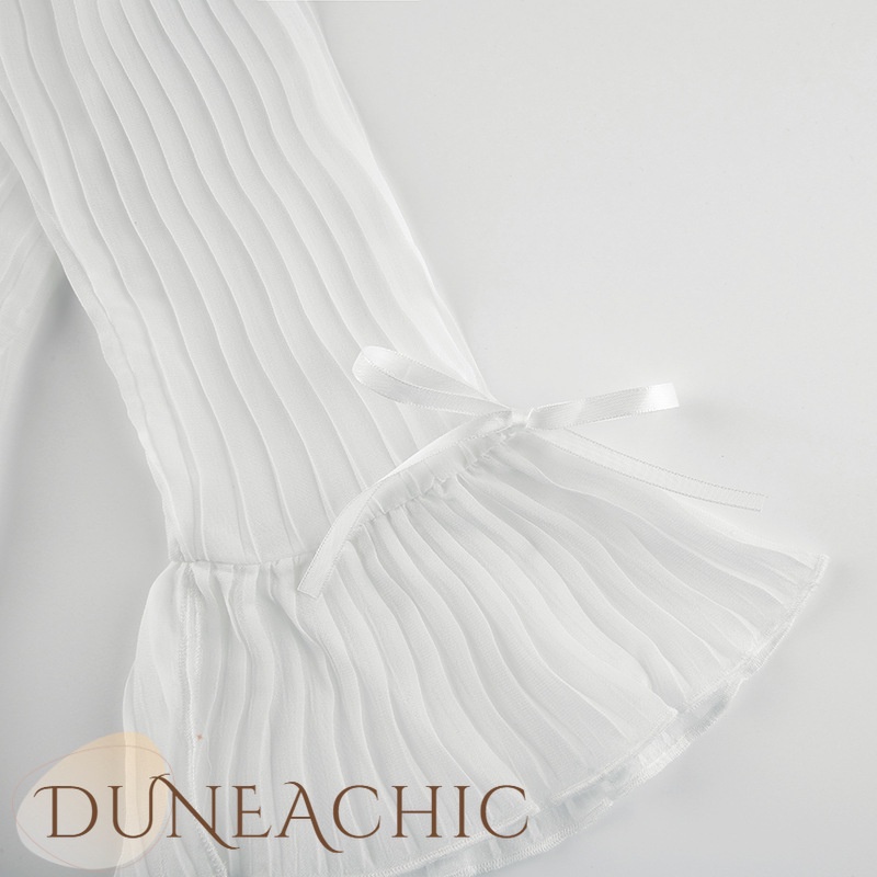 DUNEA Áo Sơ Mi Tay Dài Ống Loe Xẻ Tà Phối Nút Thời Trang Gợi Cảm Cho Nữ