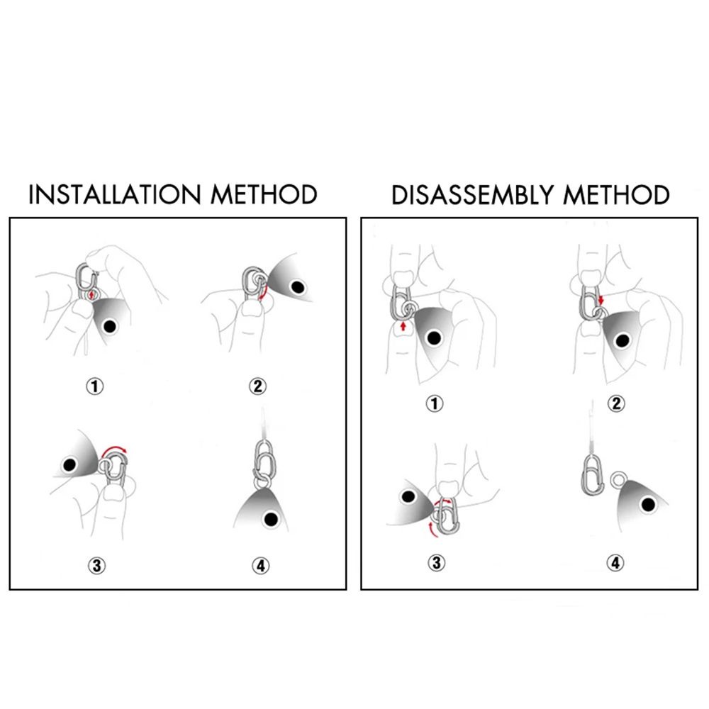 Bộ 50 Móc Khóa Hình Oval Bằng Thép Không Gỉ Bền Bỉ Chất Lượng Cao Dùng Trong Câu Cá