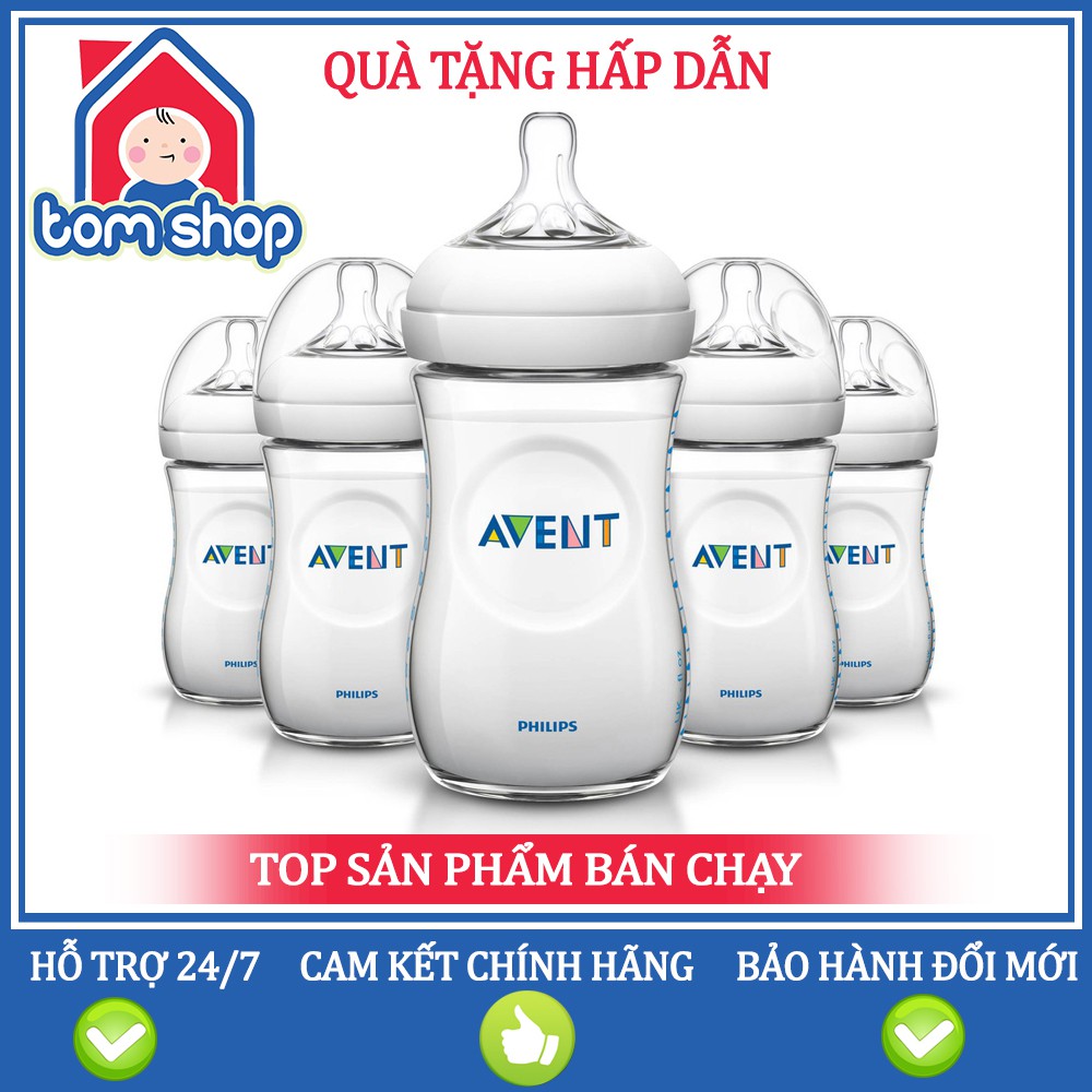 Bình Sữa Philips Avent Natural 125ml / 260ml / 330ml Bằng Nhựa PP, Không Có BPA {HÀNG CHÍNH HÃNG}