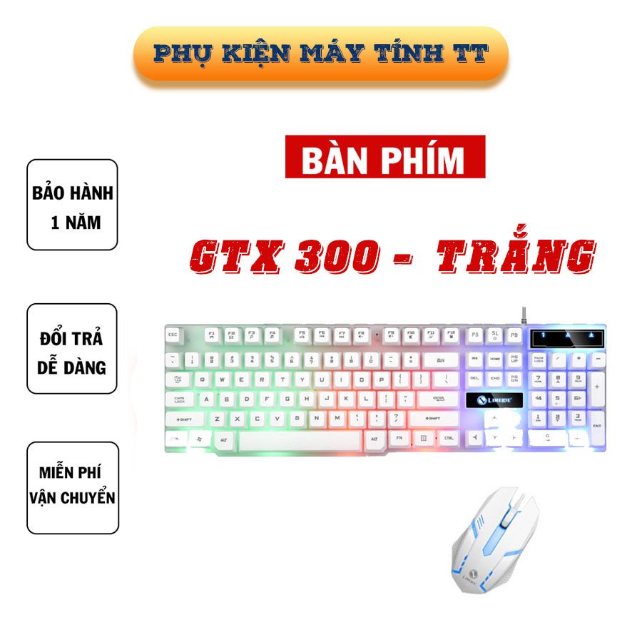 Bàn phím máy tính gaming GTX300 - Tặng  chuột chuyên dụng,có phần phím phát sáng 7 màu