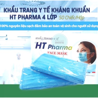 Khẩu trang y tế kháng khuẩn 4 lớp HT Pharma ngăn ngừa bụi, vi khuẩn 99,9%