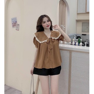 Sét bộ đũi áo babydoll cổ bèo cột nơ và quần ngắn