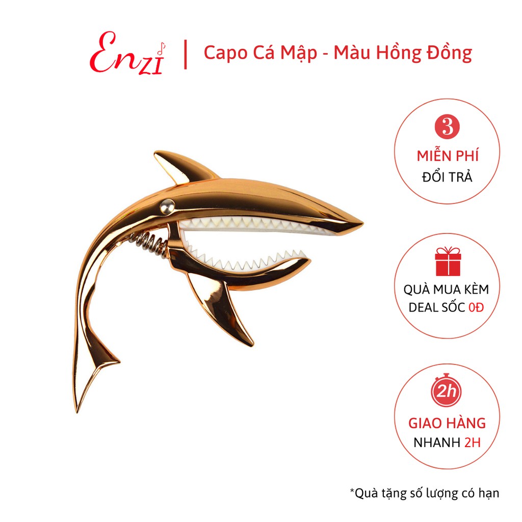 Capo guitar cá mập màu đen cho đàn guitar classic acoustic cao cấp Enzi