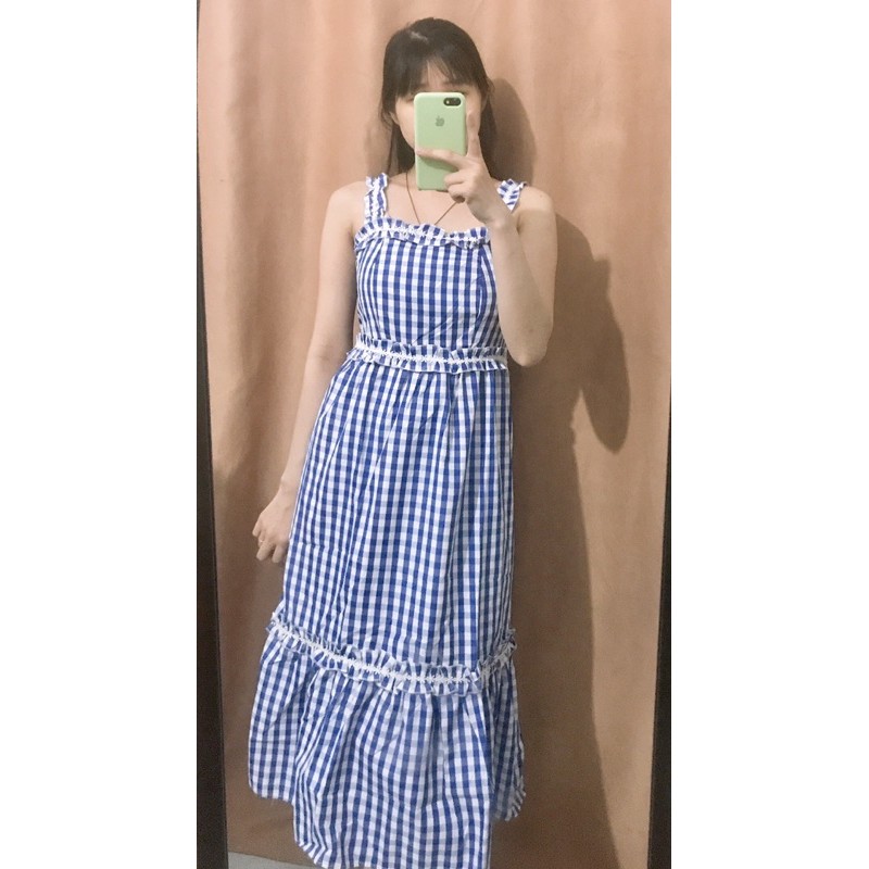 Váy 2 Dây Kẻ Sọc Đuôi Cá Chiết Eo Dáng Dài 👗 Phuongmin.Store 👗