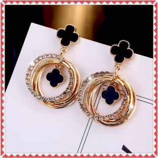Khuyên tai hình tròn cỏ 4 lá siêu xinh - K15