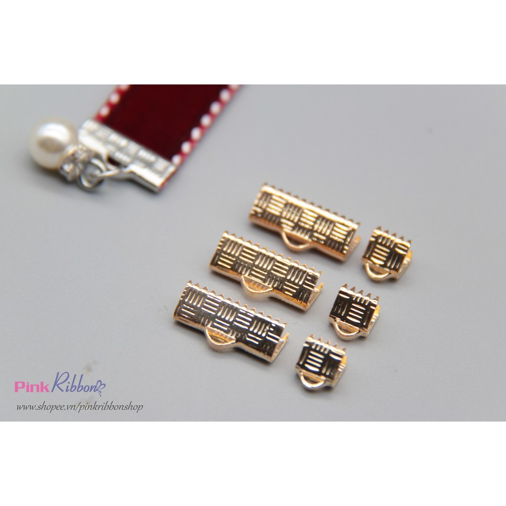 SET 20C - Nẹp / Kẹp có răng làm vòng cổ choker, nẹp ruy băng các cỡ. Loại Vân Sọc