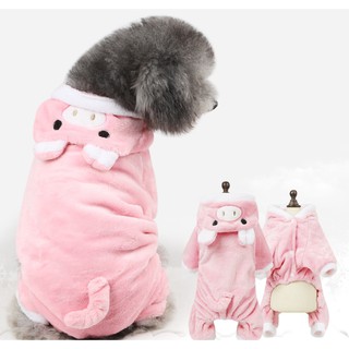 Quần áo chó mèo - Áo lông hình heo hồng dễ thương