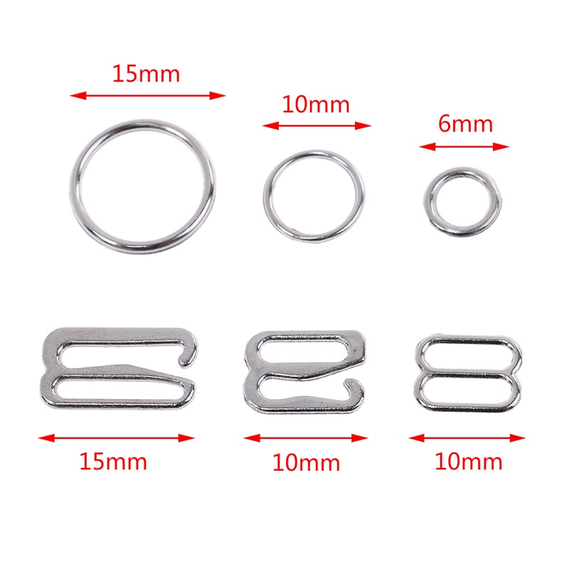 Bộ 100 Móc Áo Ngực Màu Bạc Có Thể Điều Chỉnh