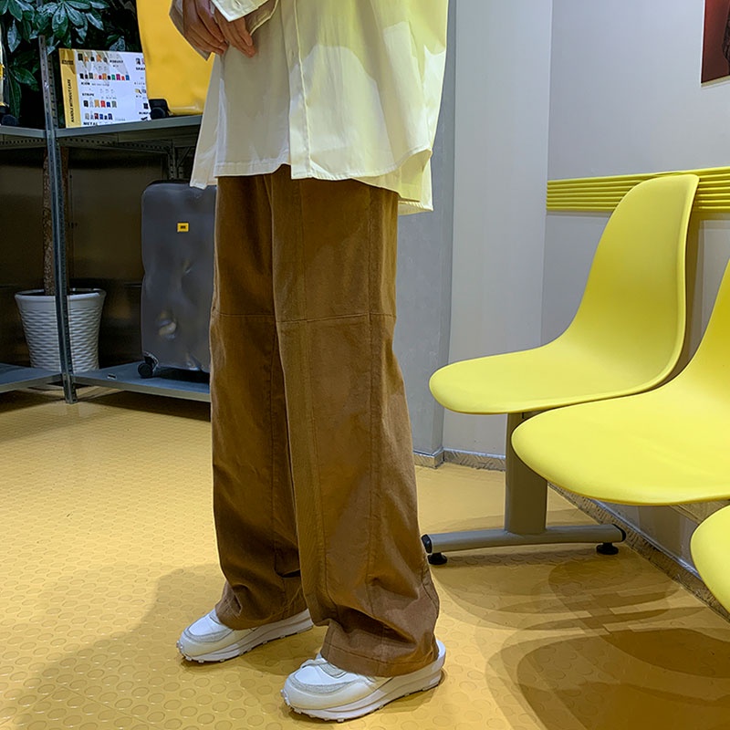Quần dài ống rộng màu trơn phong cách Hàn Quốc thời trang năng động cho nam size M-2XL