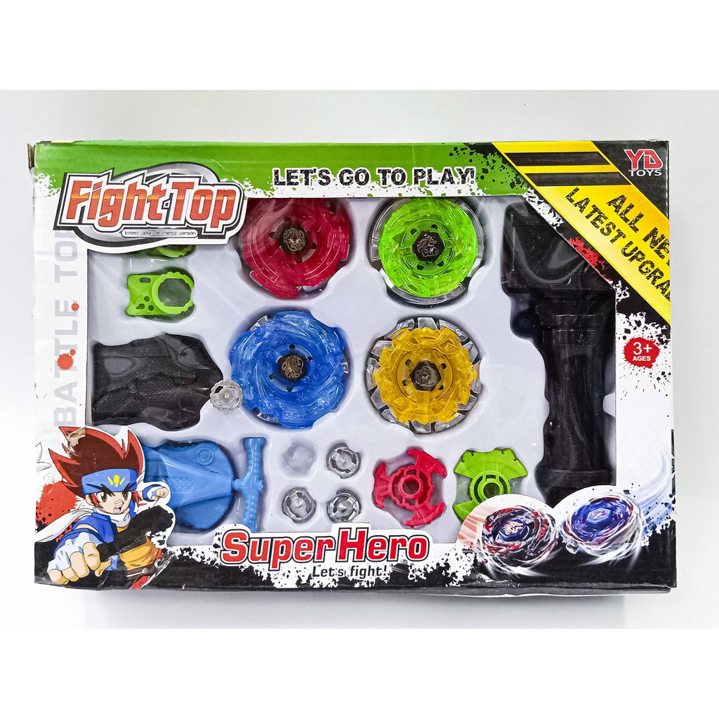 Bộ 4 Con quay BeyBlade +  Tay cầm - Con quay vòng xoay thần tốc giá rẻ sập sàn