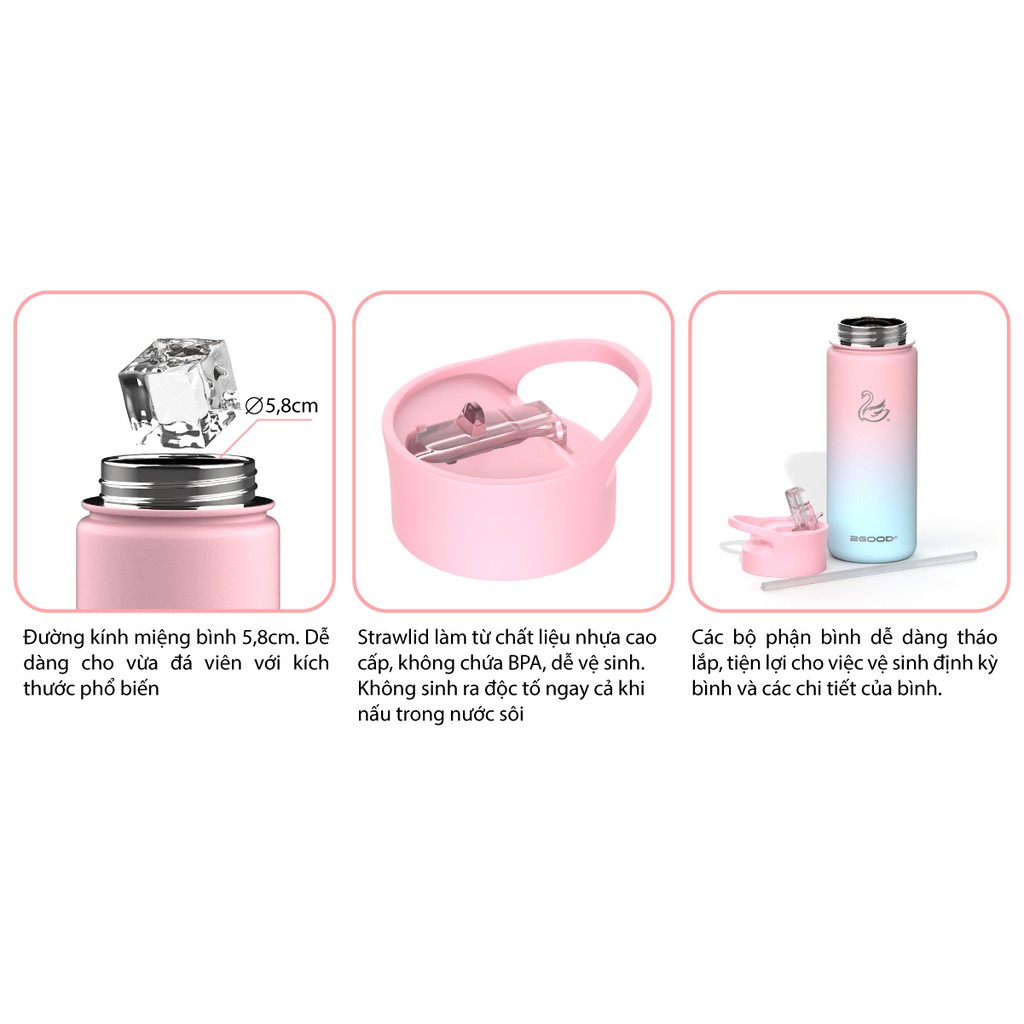 Bình Giữ Nhiệt Inox 2GOOD FLASK Wide Mouth WM-02 Dung Tích Lớn Chống Gỉ (532ml)