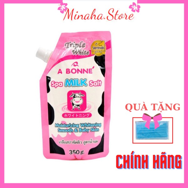 Muối Tắm Sữa Bò Tẩy Tế Bào Chết ABONE Thái Lan, Muối Bò Tẩy Da Chết  ABone Spa Milk Salt Hương Sữa Tươi 350gr