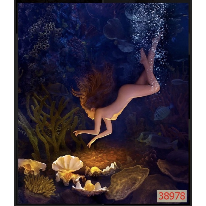 Tranh nghệ thuật cô gái dán tường 3d. KT 80x120 cm, tranh in vải lụa siêu bền