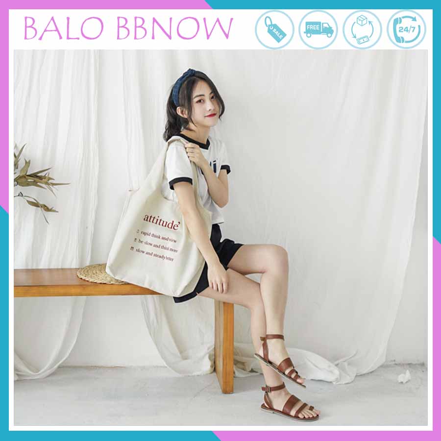 Túi tote vải canvas giá rẻ thời trang đi học BBNOW TT1