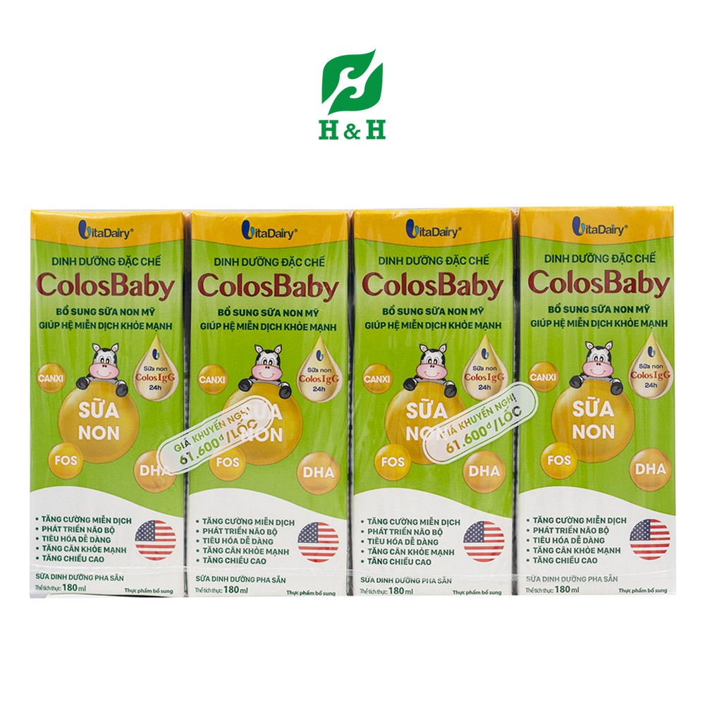 Sữa COLOSBABY pha sẵn VitaDairy – Tăng cường đề kháng hỗ trợ miễn dịch cho bé - 110ml, 180ml/ lốc