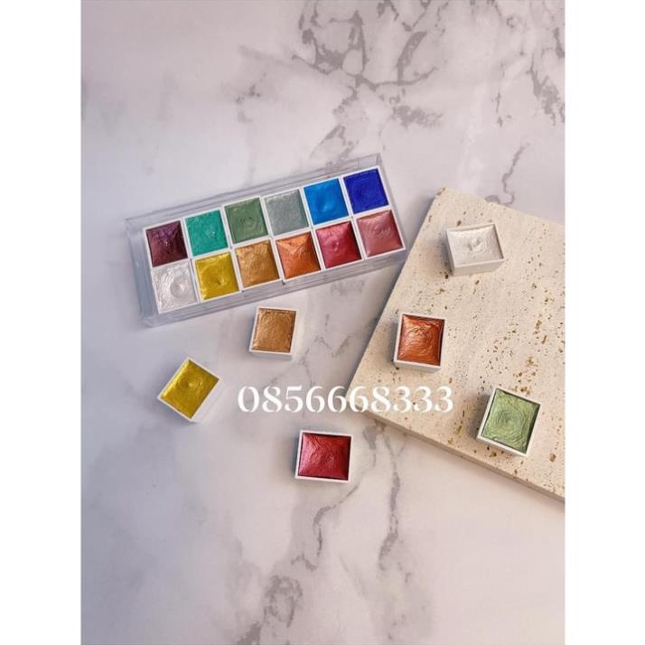 Set màu nước vẽ nail, 12 Màu nhũ khô vẽ móng chuyên nghiệp