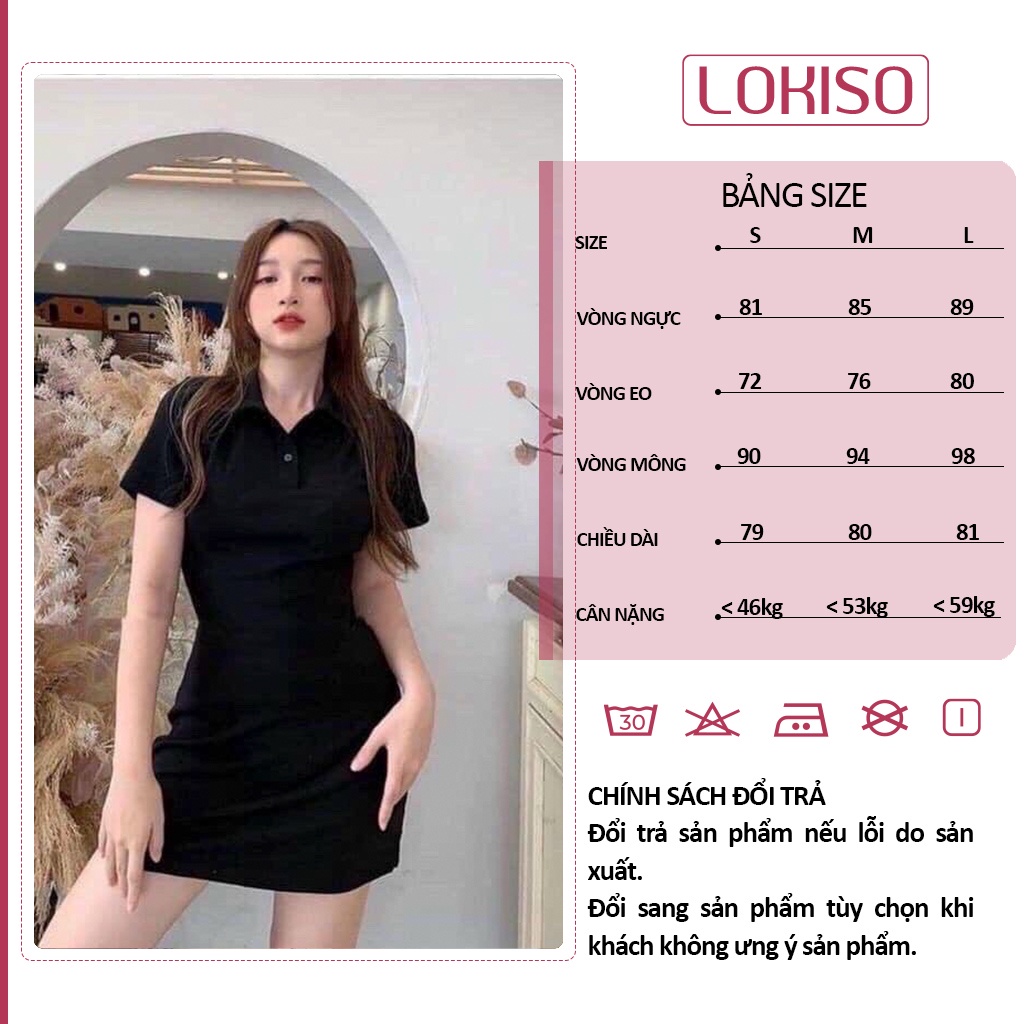 Đầm polo nữ body tay ngắn suông có cổ thun cotton LOKISO VD02