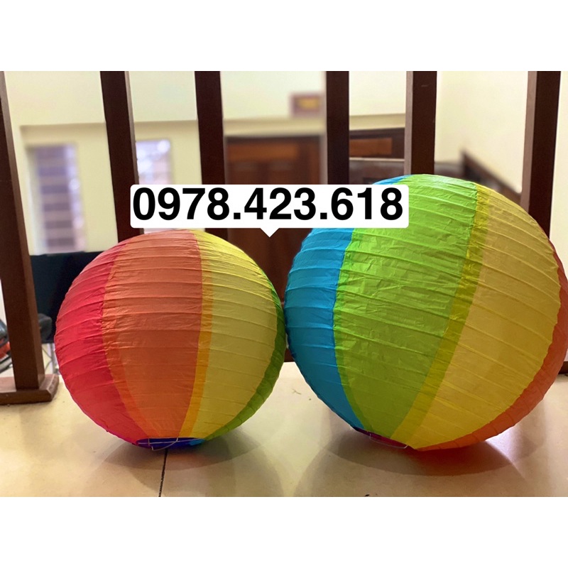 Đèn lồng giấy 7 màu cầu vồng trang trí trung thu - trang trí lớp học mầm non