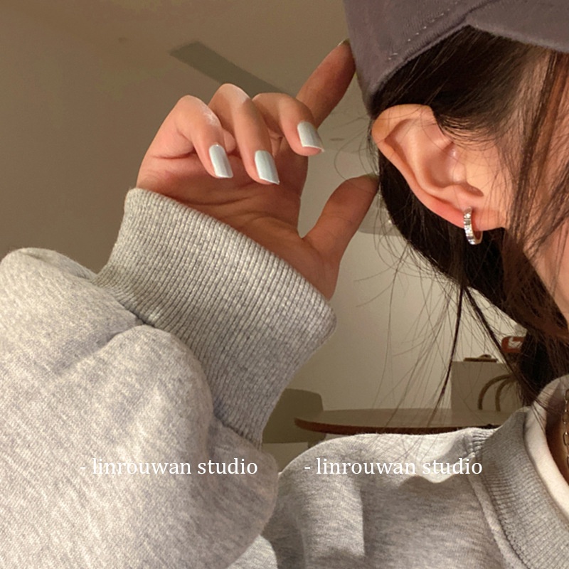 【kifli】Khuyên Tai Vòng Đính Đá Zircon Cao Cấp Thiết Kế Niche Cá Tính Dành Cho Nữ