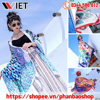 Khăn choàng boho đi biển - khăn choàng thổ cẩm thời trang hàn quốc size 100x180 cm