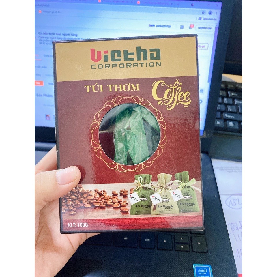 Túi thơm cà phê bao đay cao cấp 100gram, 100% hạt cà phê nguyên chất, khử mủi ô tô, tủ, văn phòng làm việc