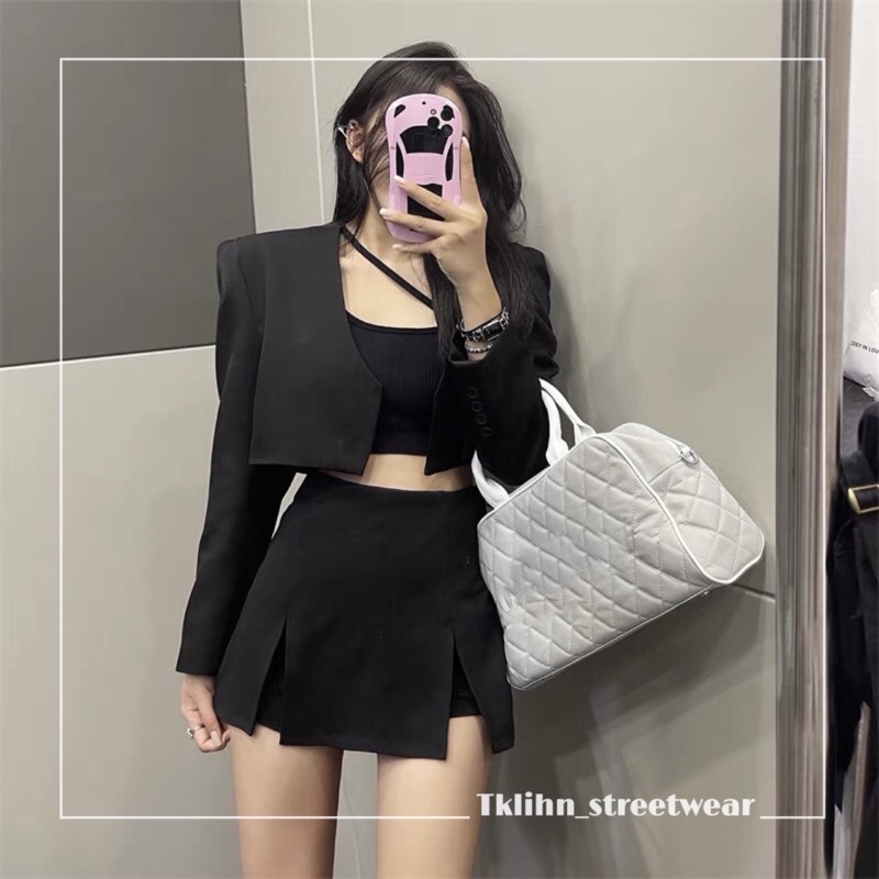 (SẴN) TKLIHN Set váy VEST ulzzang CROPTOP áo khoác BLAZER dài tay CROPTOP + chân váy body chữ A ulzzang 2021