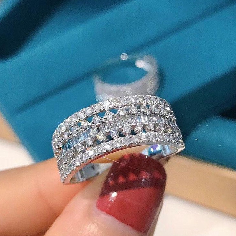 Nhẫn Cưới Đính Đá Zircon Lấp Lánh Thời Trang Cho Nữ