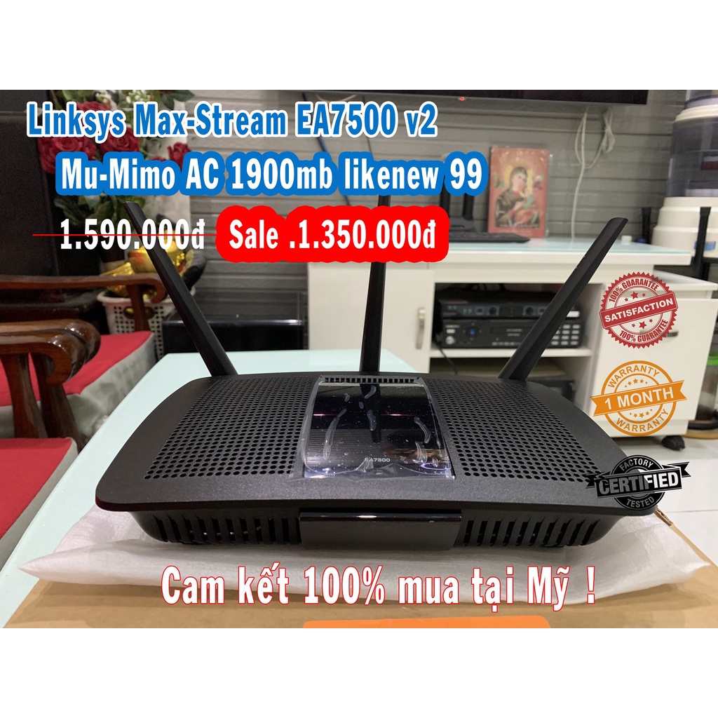 Router Linksys Max-stream EA7500 AC1900mb Wifi version 2, hàng US, tốc độ cao, ổn định, bền bỉ.