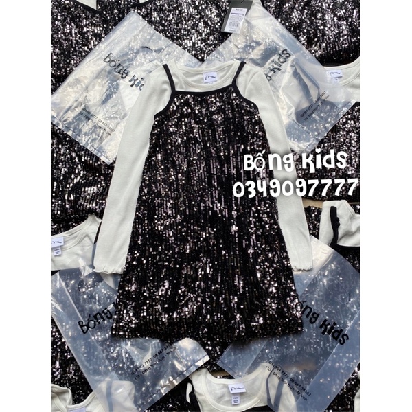 Set Váy Sequin Bé Gái Kèm Áo Đen/Trắng Art Class