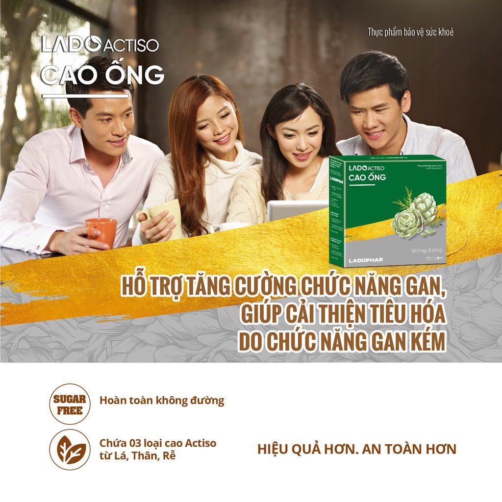 Atiso cao ống uống có đường hoặc không đường hoặc ngọt tự nhiên Ladophar hộp 10 tuýp x 10ml Actiso Đà lạt | BigBuy360 - bigbuy360.vn