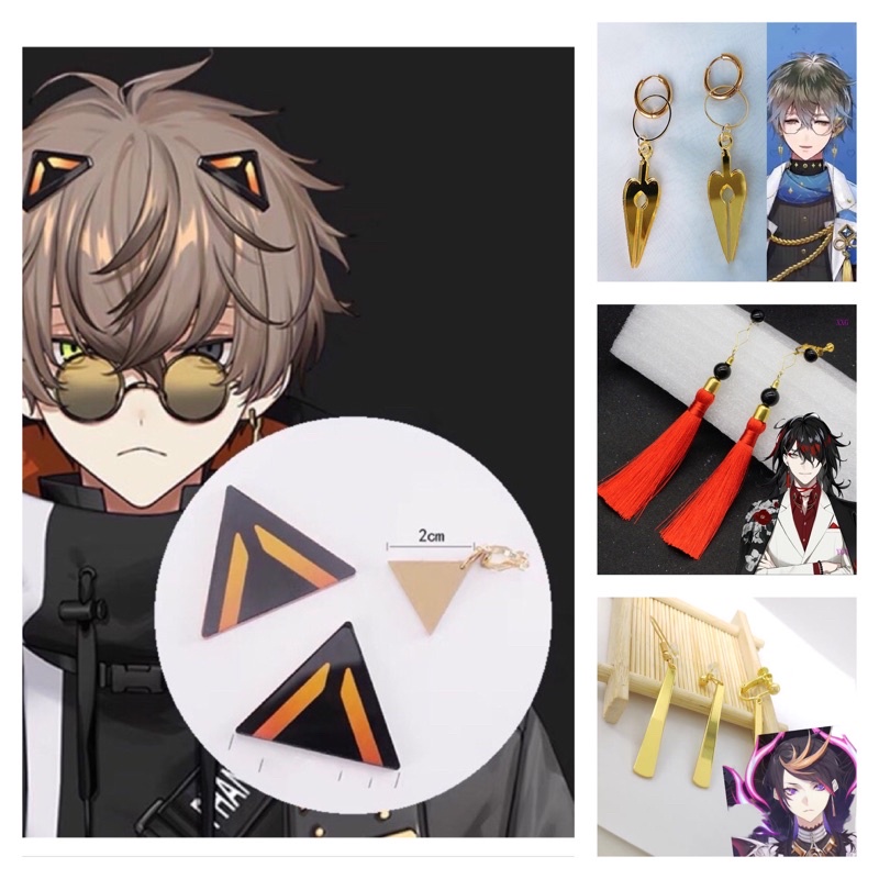 Khuyên tai kẹp tóc cosplay Alban Knox Shu Yamino...trong Vtuber có sẵn dùng làm phụ kiện chụp ảnh quà tặng