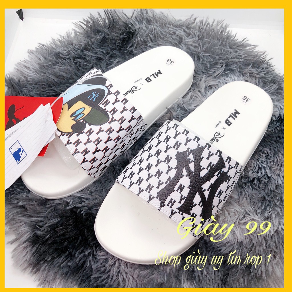 [ Hot - Hàng Chuẩn ] Dép Quai Ngang Micky ML,B N.Y Trắng - Giày 99