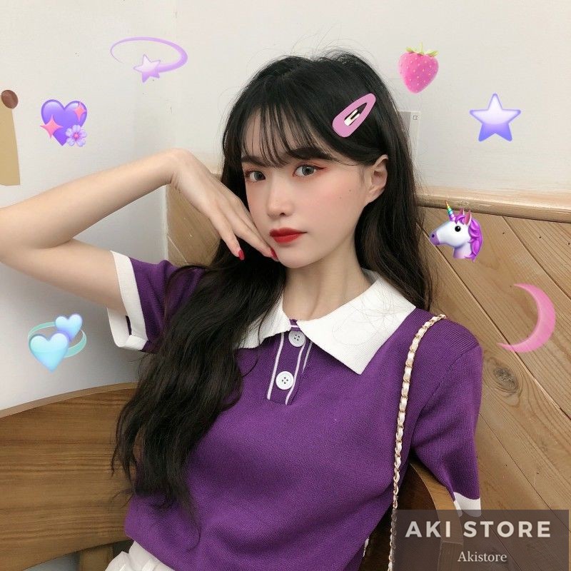 áo thun cổ bẻ áo polo Ngắn Tay trơn basic Mẫu 2021 Thời Trang Dành Cho Nữ áo croptop | BigBuy360 - bigbuy360.vn