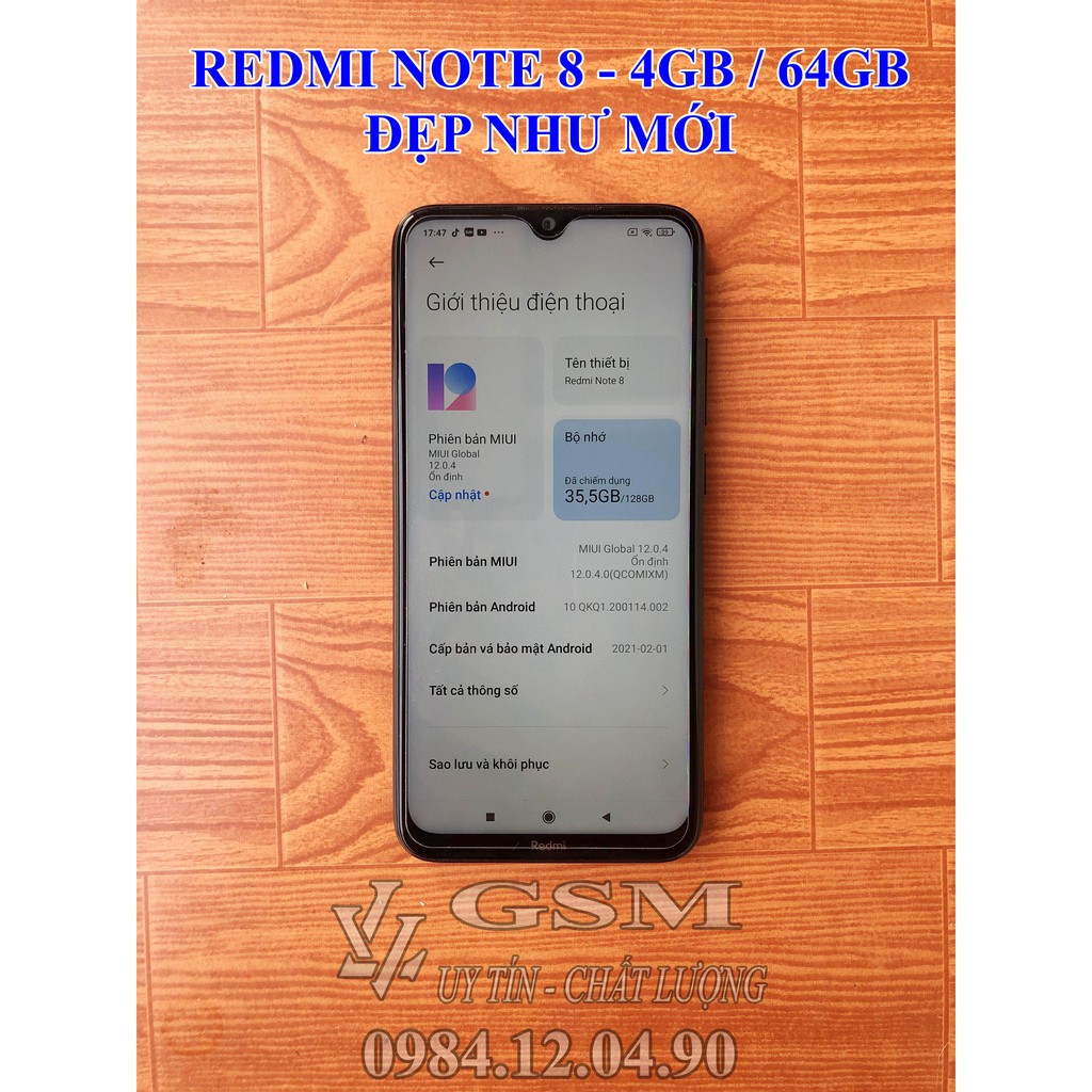 ĐIỆN THOẠI XIAOMI REDMI NOTE 8 - 4GB / 64GB CHÍNH HÃNG