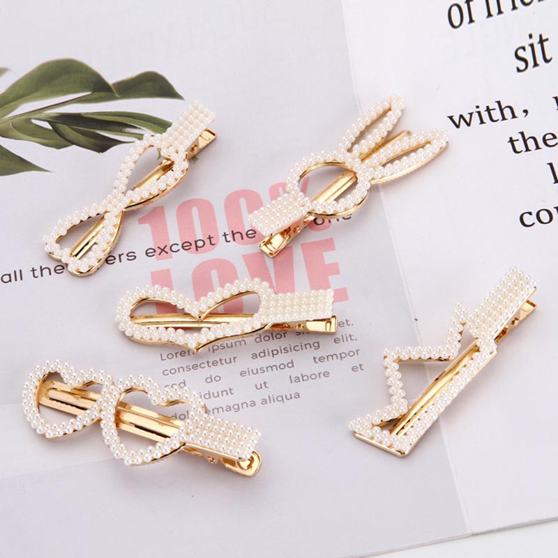 Kẹp Tóc Hình Trái Tim Vương Miện / Thỏ Đính Ngọc Trai Nhân Tạo Cho Nữ