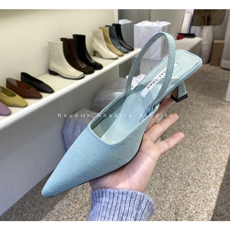 Giày cao gót bít mũi nữ 5p mũi nhọn gót nhọn dáng sandal slingback thời trang công sở đẹp - HOUDITA - SGMN010