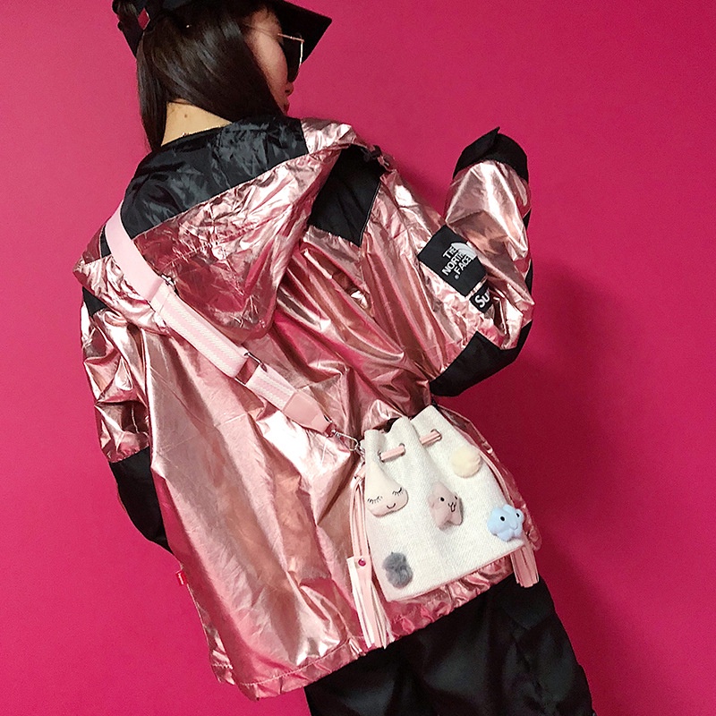 Túi Dây Rút Bằng Vải Lông Họa Tiết Ngôi Sao Dễ Thương Dành Cho Nữ