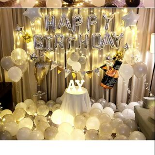 Set bóng bay trang trí sinh nhật Happy Birthday cho người lớn S7 có đèn led đi kèm  - Bống Balloon Shop
