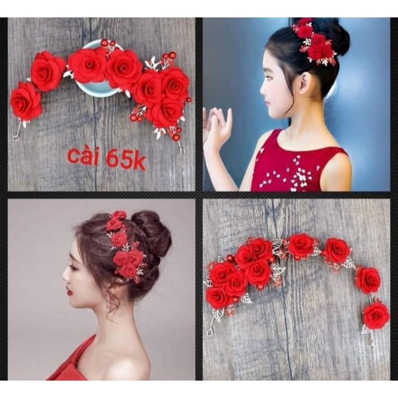 Cài tóc đỏ cô dâu