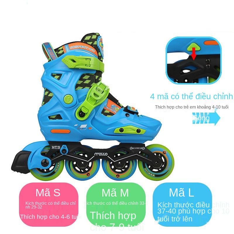 mét giày trượt patin cao bộ đồ cho trẻ em nam có khóa bánh xe dành người mới bắt đầu băng nữ