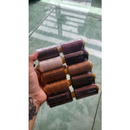 Lốc 10 ống chỉ jean  mix màu. cuộn 400m